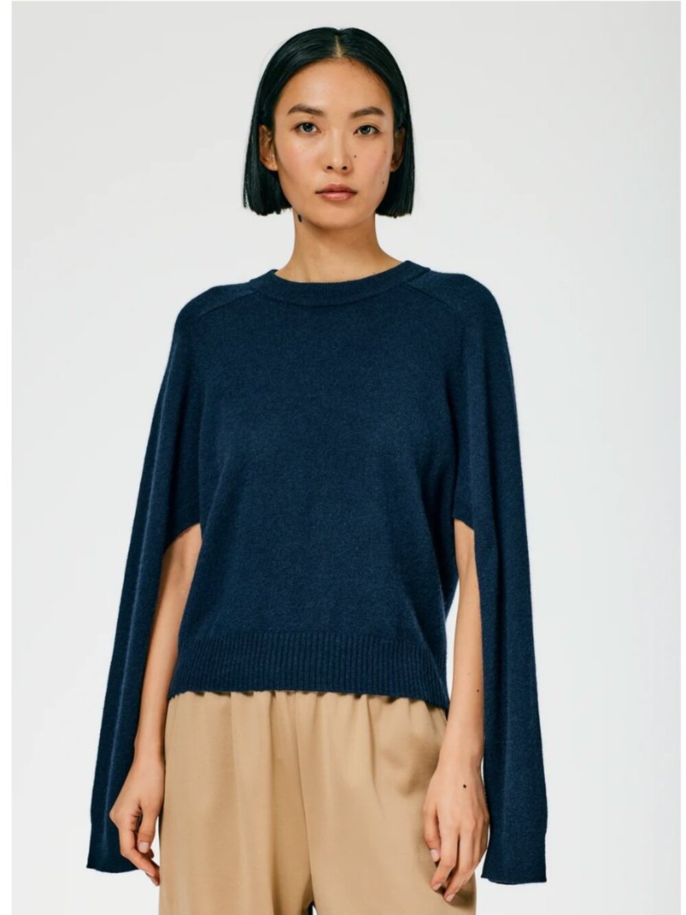 Tibi Feather Weight Cashmere Open Sleeve Cocoon Sweater